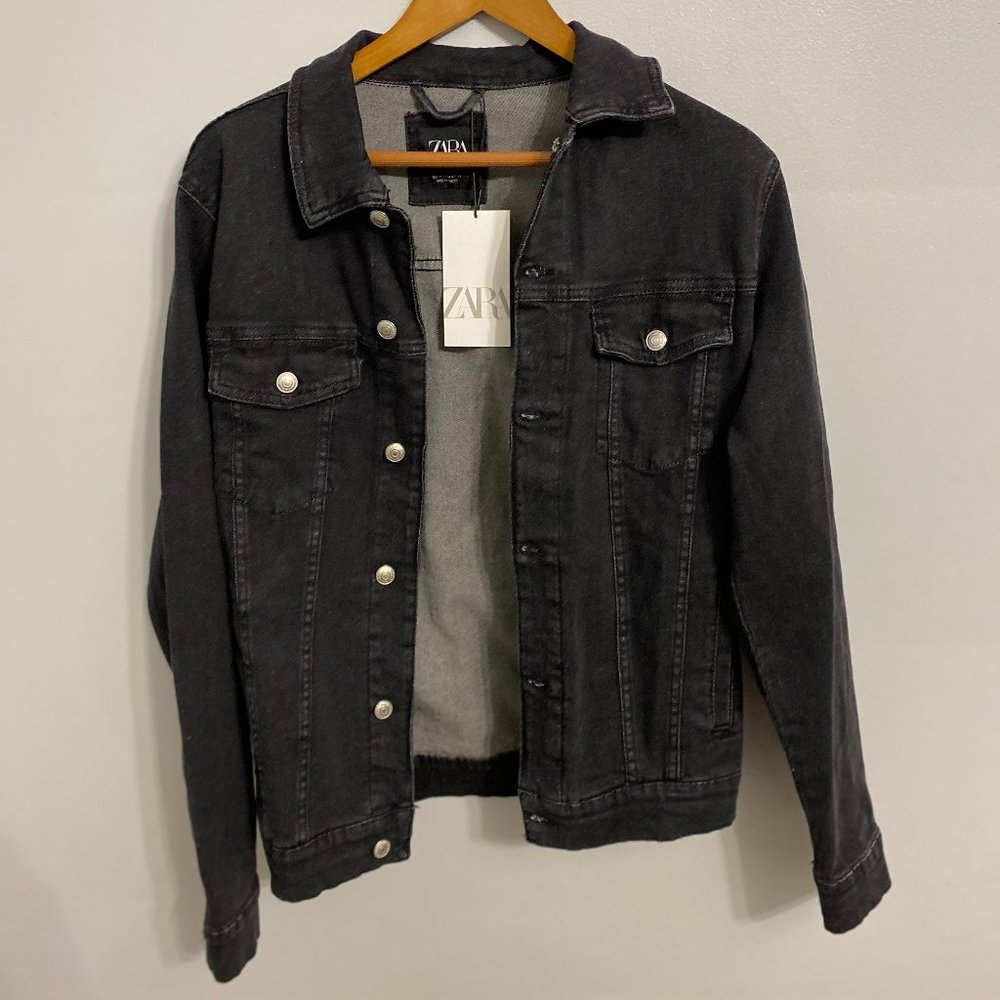 ZARA- Basic Denim Jacket - Gray - Medium